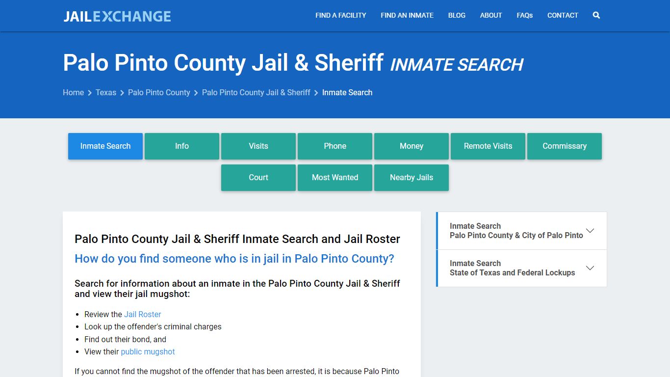 Palo Pinto County Jail & Sheriff Inmate Search - Jail Exchange
